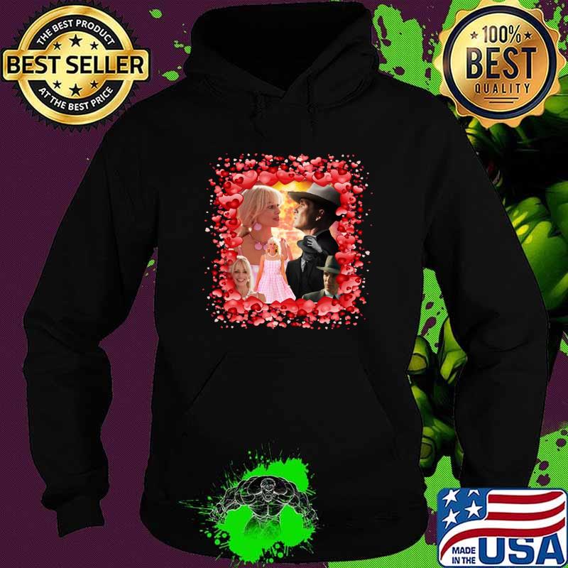 Official oppenheimer Barbie Movie Fan Collage Hearts T-Shirt Hoodie Official oppenheimer Barbie Movie Fan Collage Hearts T-Shirt Hoodie