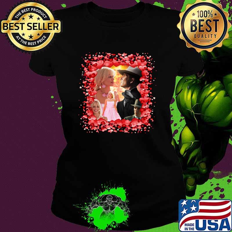 Official oppenheimer Barbie Movie Fan Collage Hearts T-Shirt