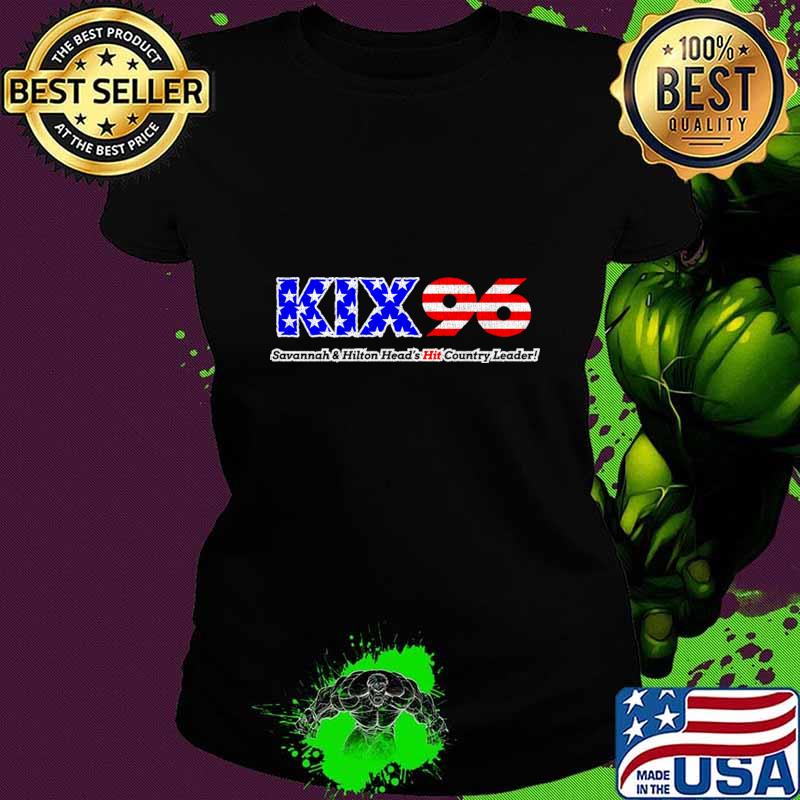 Official vintage KIX 96 Radio Station Savannah Hilton Head's Hit Country Leader Usa Flag T-Shirt