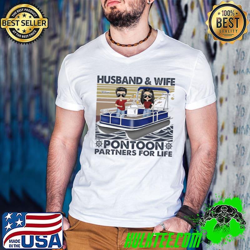 Original boating Husband & Wife Pontoon Partners For Life Vintage shirt