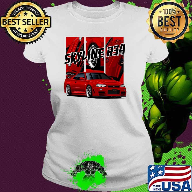 Premium nissan Skyline r34 GTR Red, JDM Car T-Shirt Ladies tee Premium nissan Skyline r34 GTR Red, JDM Car T-Shirt Ladies tee