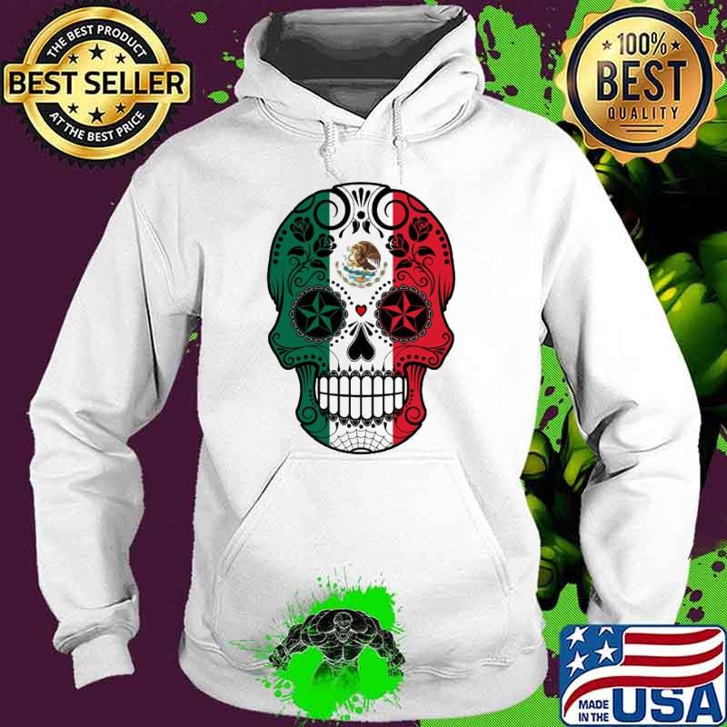 Premium sugar Skull With Roses And Flag Of Mexico Shirt Hoodie Premium sugar Skull With Roses And Flag Of Mexico Shirt Hoodie