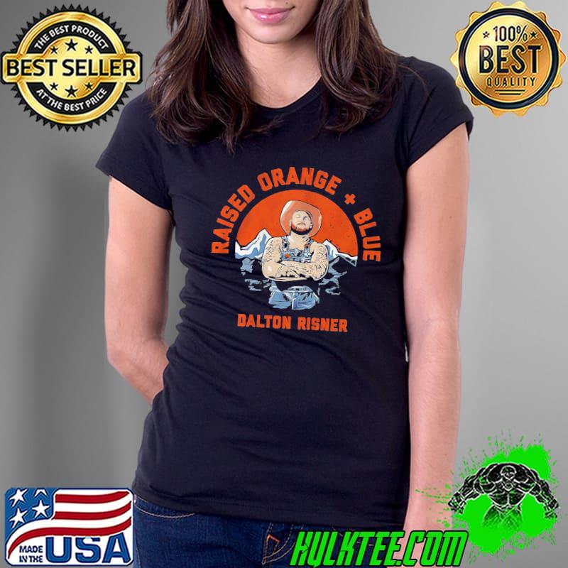 Raised orange blue Dalton Risner for Denver Broncos Shirt Ladies Tee Raised orange blue Dalton Risner for Denver Broncos Shirt Ladies Tee