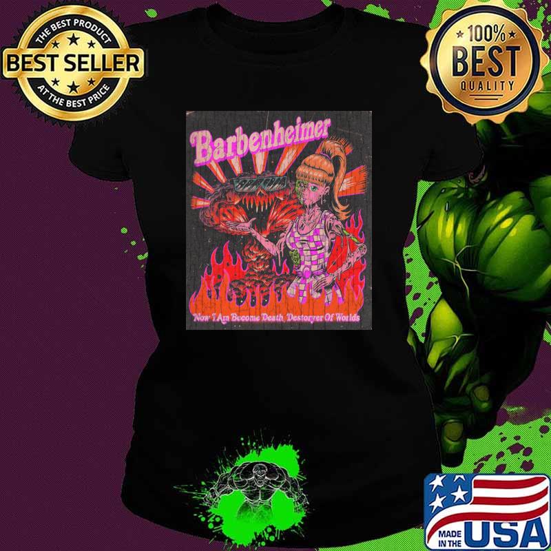 Retro Barbie x Oppenheimer 2023 Now I Am become Death Destroyer Of Worlds Barbenheimer T-Shirt