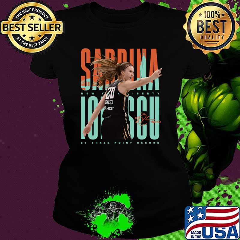 Sabrina Ionescu New York Liberty 37 Three Point Record Signature T-Shirt