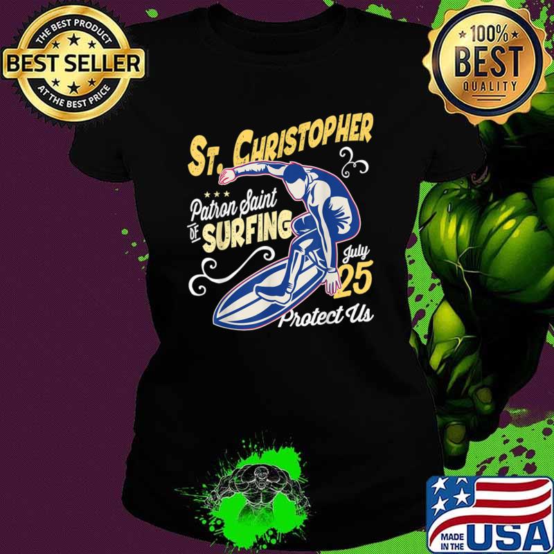 Saint Christopher Surf Patron Saint of Surfing Catholic T-Shirt