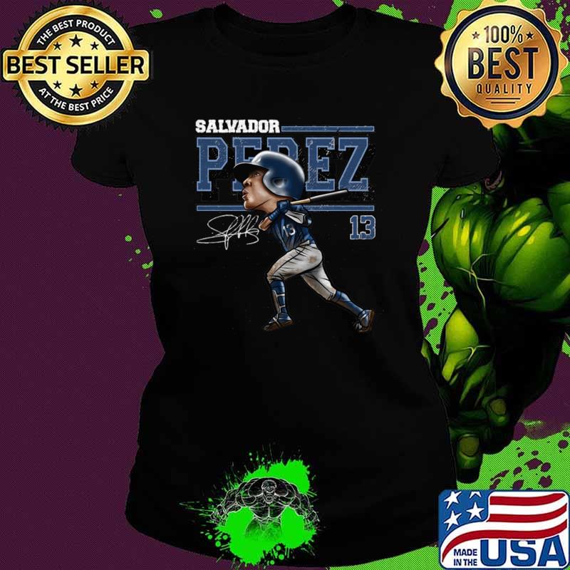 Salvador Perez Signature Baseball Catcher 1990 for the Kansas City Cartoon T-Shirt