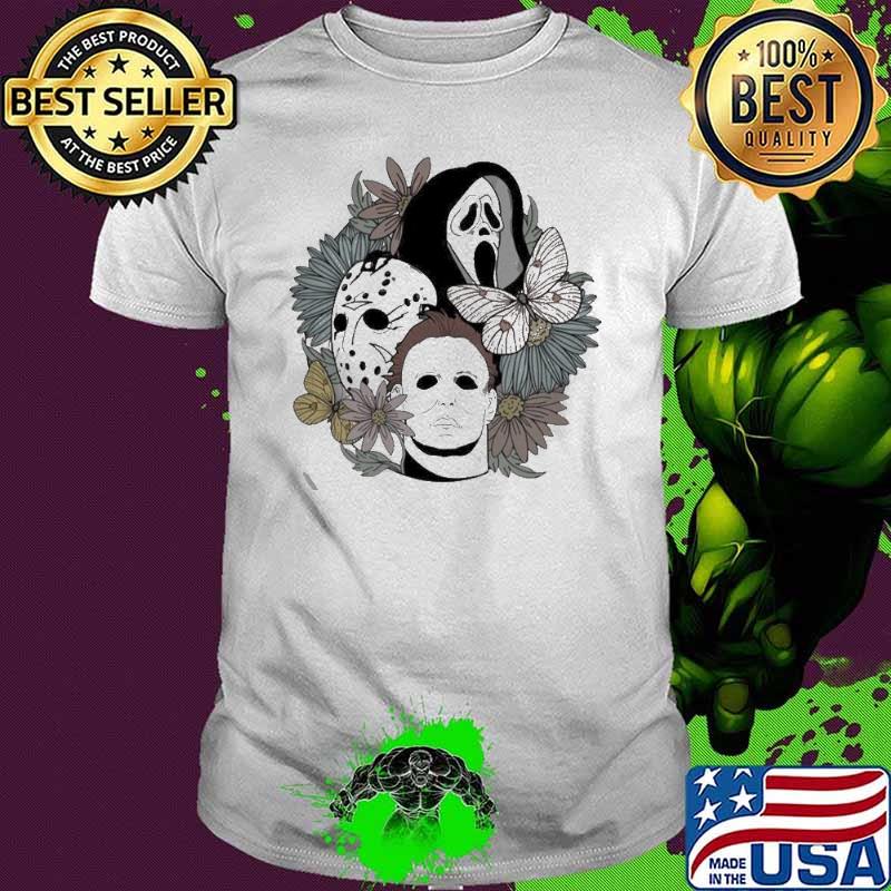 Scream Jason Michael Myers Horror Movie Floral Halloween 2023 shirt