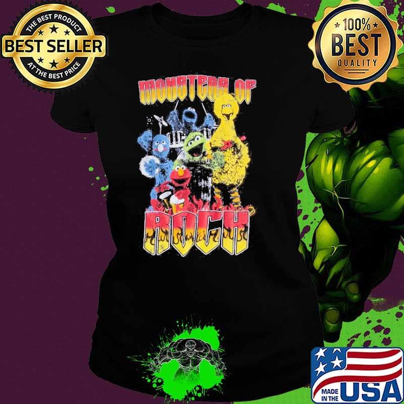 Sesame Street Monsters Of Rock Fitted Black shirt
