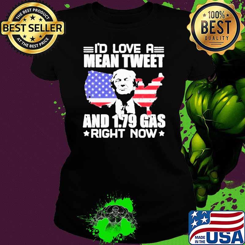 Sylvester Stallone wear I’d love a mean tweet and 1.79 gas right now Donald Trump shirt