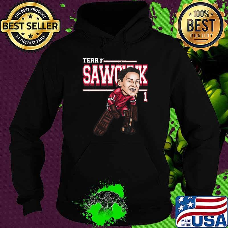 Terry Sawchuk Detroit Cartoon Hockey Player A Canadian NHL 21 Seasons T-Shirt Hoodie Terry Sawchuk Detroit Cartoon Hockey Player A Canadian NHL 21 Seasons T-Shirt Hoodie