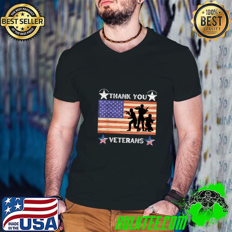 Thank You Veterans Combat Boots Veteran Day American Flag T-Shirt