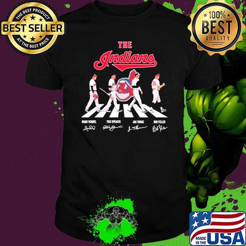 The Indians Omar Vizquel Tris Speaker Jim Thome Bob Feller Abbey Road Signature Shirt