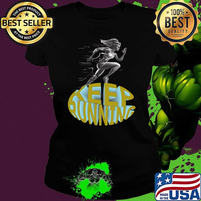 Top keep Runnig Girl Gold and Teal T-Shirt