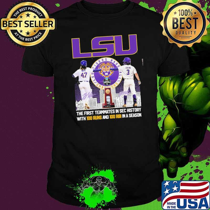 Top lSU the first teammates in sec history with 100 runs and rbi season shirt