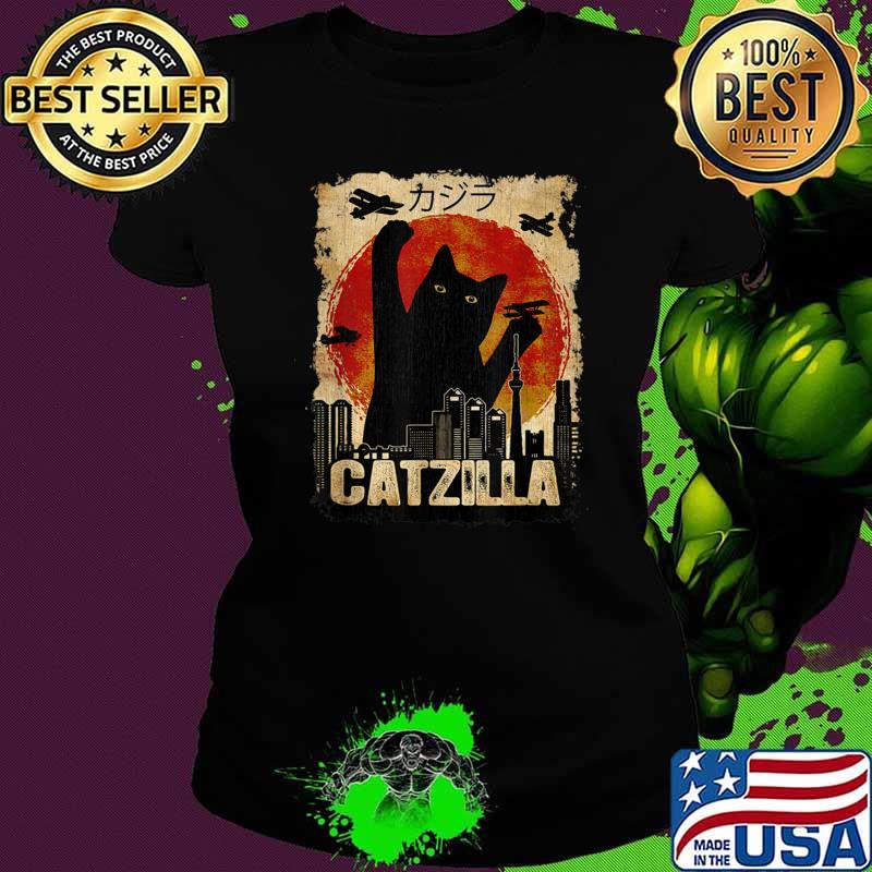 Vintage Catzilla Cat Monster Sunset City T-Shirt