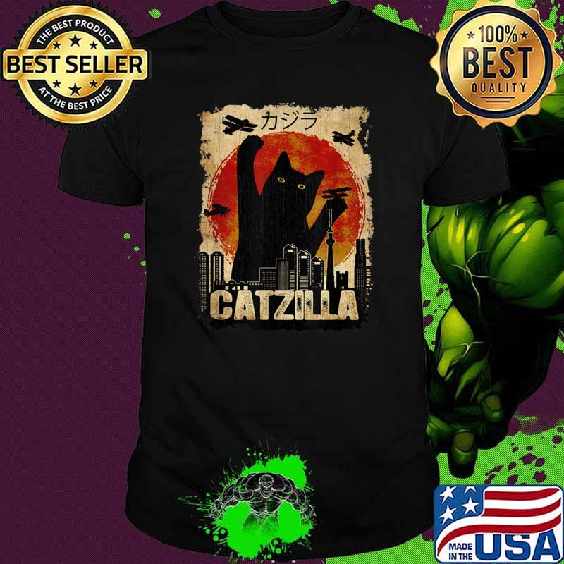 Vintage Catzilla Cat Monster Sunset City T-Shirt Unisex Vintage Catzilla Cat Monster Sunset City T-Shirt Unisex
