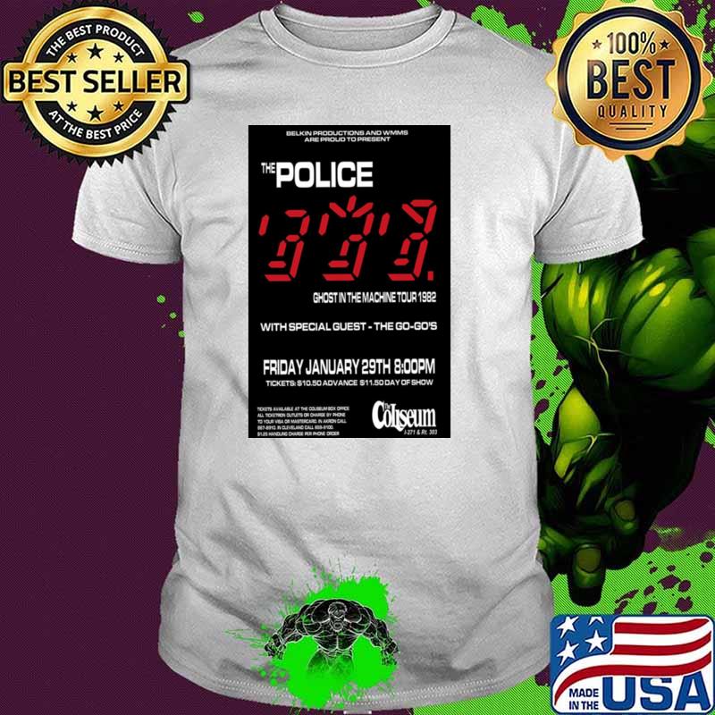 1982 The Police Ghost In The Machine Tour concert announcement T-Shirt
