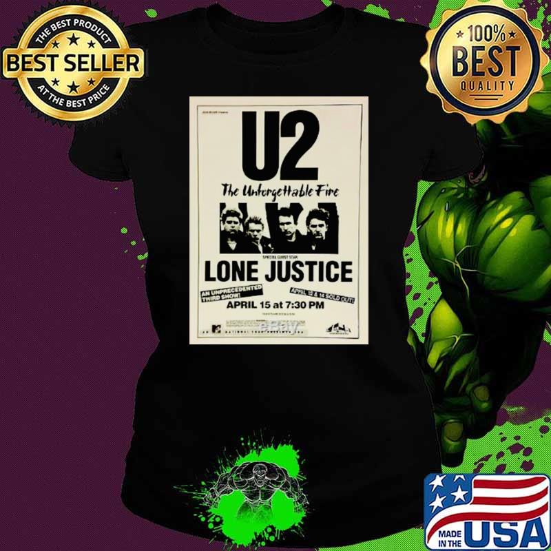 1985 U2 The Unforgettable Fire Lone Justice concert flyer T-Shirt