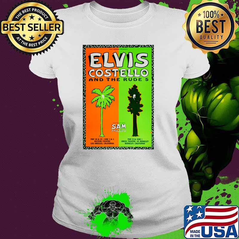 1992 Elvis Costello And The Rude 5 concert tour T-Shirt Ladies tee 1992 Elvis Costello And The Rude 5 concert tour T-Shirt Ladies tee