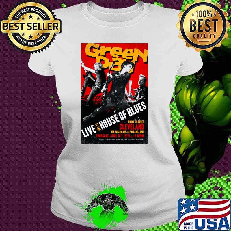 2015 Green Day House of Blues concert flyer T-Shirt Ladies tee 2015 Green Day House of Blues concert flyer T-Shirt Ladies tee
