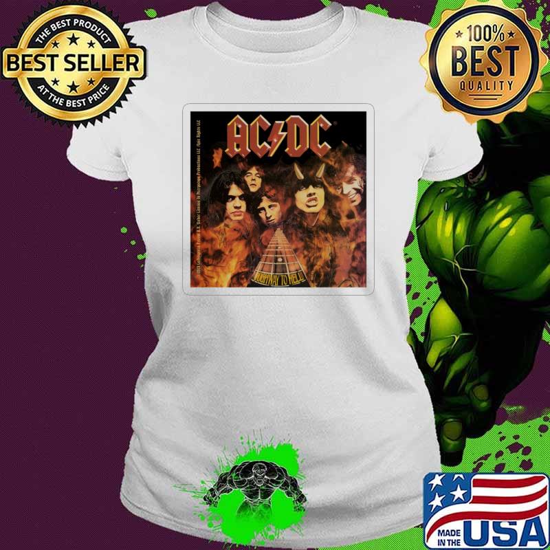 AC DC Highway To Hell With Logo And Band s Ladies tee AC DC Highway To Hell With Logo And Band s Ladies tee