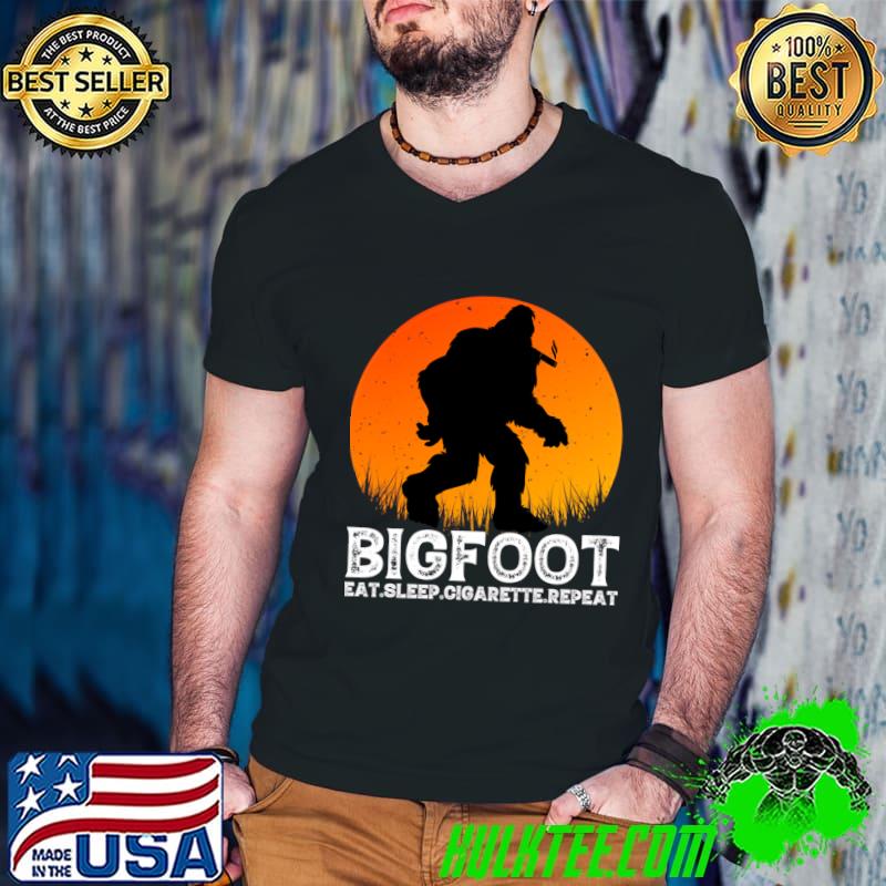 Bigfoot Eat Sleep Cigarette Repeat Sunset T-Shirt