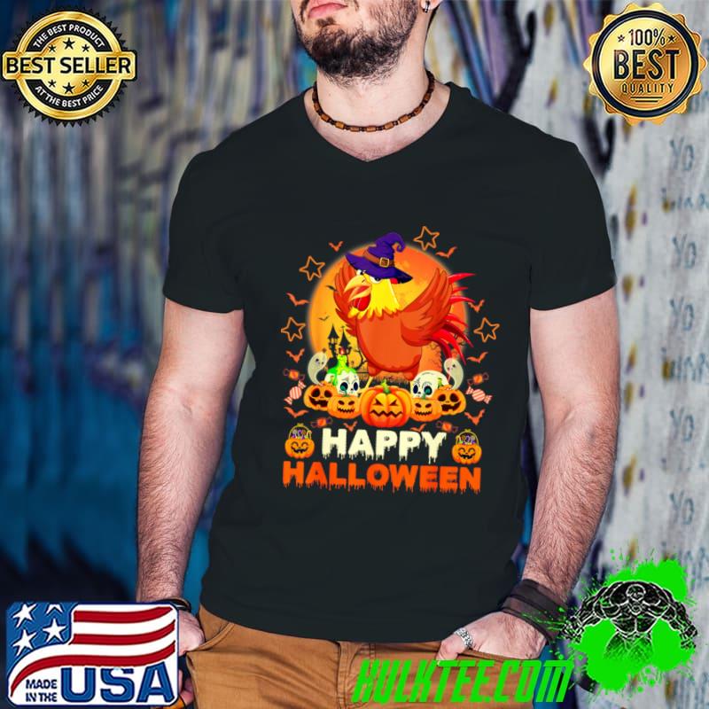 Boo Ghost Scary Pumpkin Moon Witch Rooster Happy Halloween T-Shirt