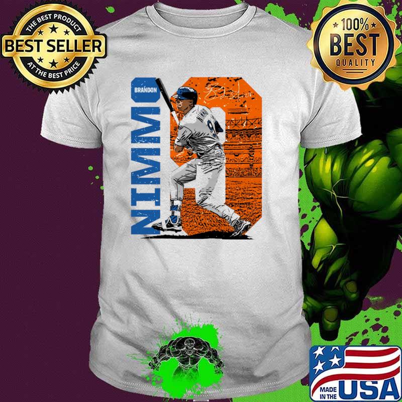 Brandon Nimmo Signature Baseball Player in New York M Stadium T-Shirt