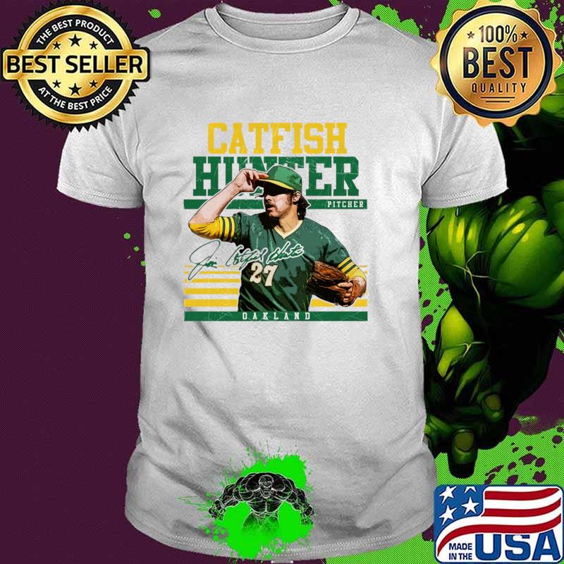 Catfish Hunter Picher Baseball Signature Oakland Sport T-Shirt