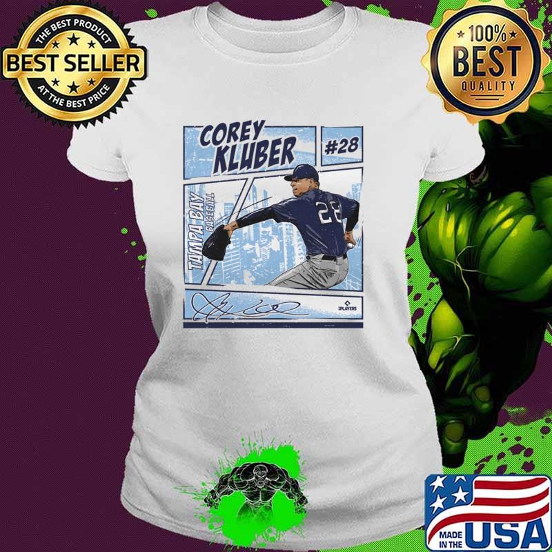 Corey Kluber Signature Baseball Player in the Tampa Bay Comic T-Shirt Ladies tee Corey Kluber Signature Baseball Player in the Tampa Bay Comic T-Shirt Ladies tee