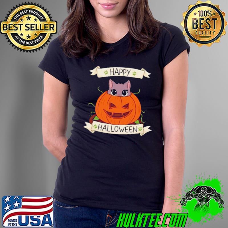 Cute Cat in Pumpkin – Halloween Shirt Ladies Tee Cute Cat in Pumpkin – Halloween Shirt Ladies Tee