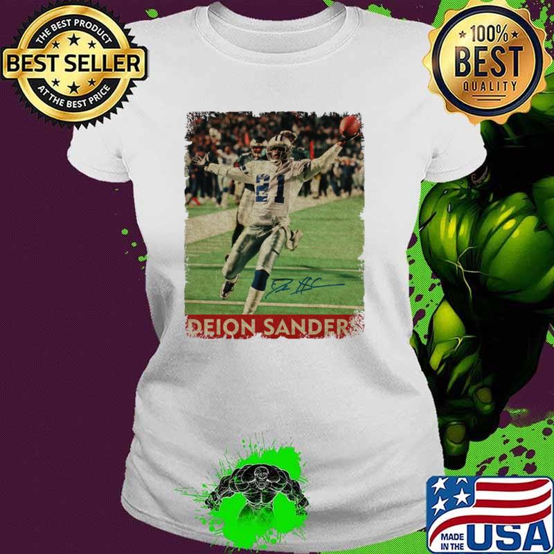 Deion Sanders Signature an American football coach former player T-Shirt Ladies tee Deion Sanders Signature an American football coach former player T-Shirt Ladies tee