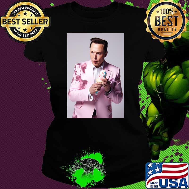 Elon Musk Pee Wee Herman ice cream pink outfit T-Shirt