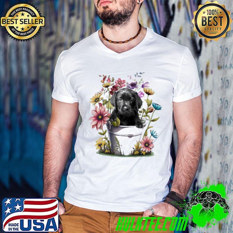 Flower Color Black Labrador Pup Love Dog s Guys V Neck Flower Color Black Labrador Pup Love Dog s Guys V Neck