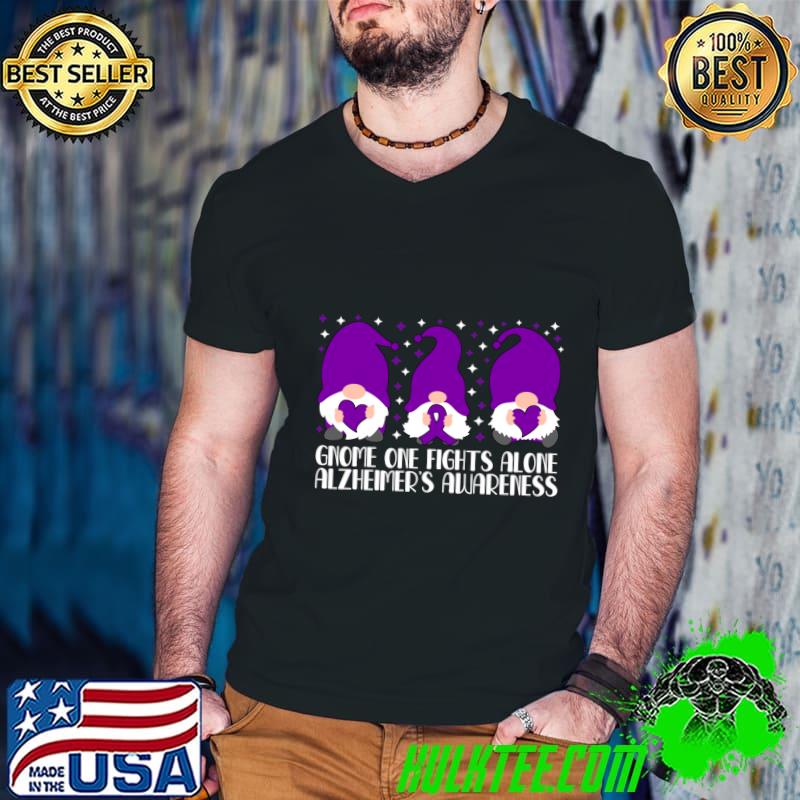 Gnome One Fights Alone Alzheimer's Awareness T-Shirt
