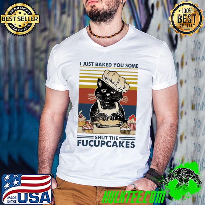 I Just Baked You Some Shut The Fucupcakes Black Cat vintage s Guys V Neck I Just Baked You Some Shut The Fucupcakes Black Cat vintage s Guys V Neck
