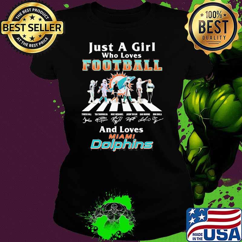 Just A Girl Who Loves Football And Loves Miami Dolphins Legend Team Signature Abbey Road shirt