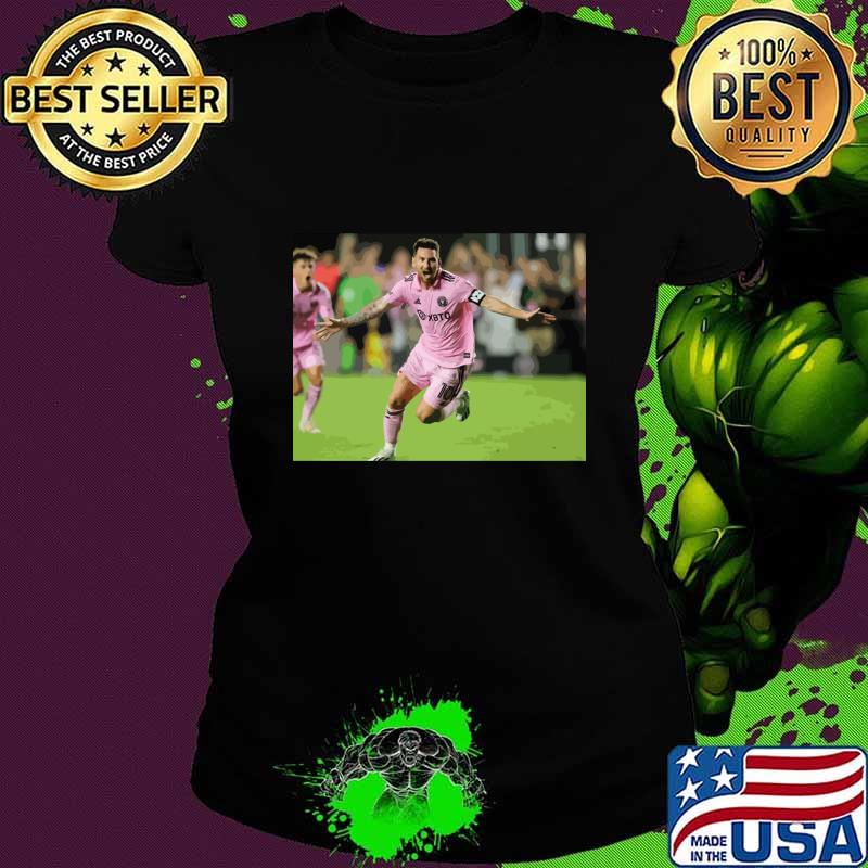 Messi Goal Illustration Legend Football Texas Miami T-Shirt