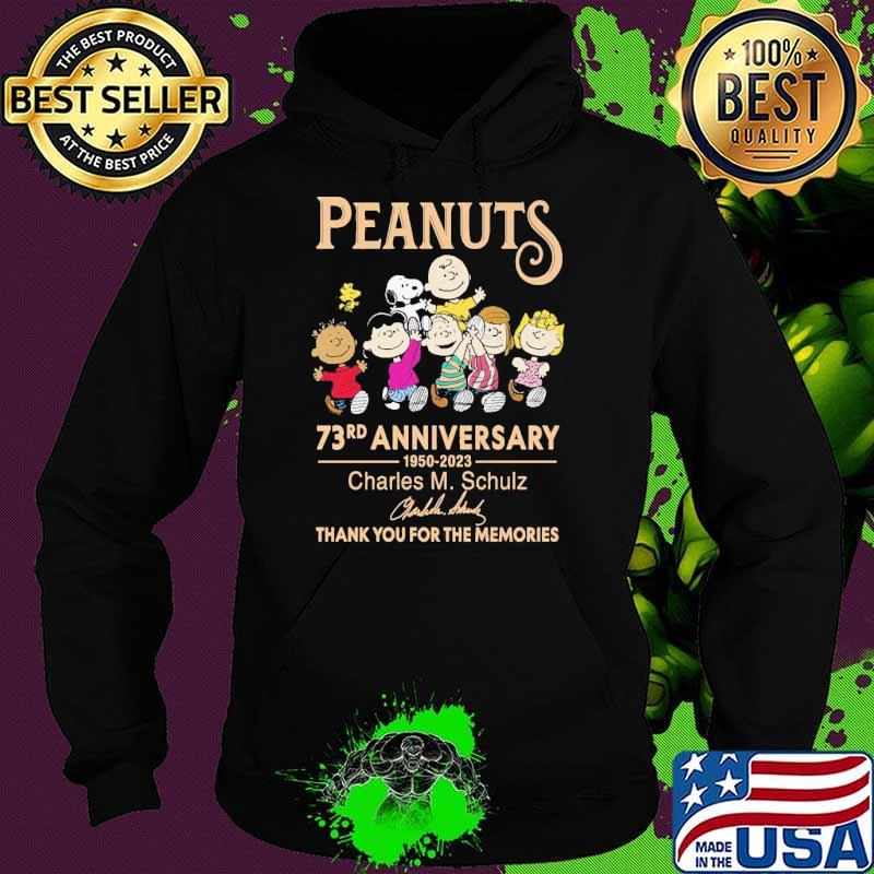 Peanuts 73rd anniversary 1950 2023 Charles M Schulz signature thank for the memories s Hoodie Peanuts 73rd anniversary 1950 2023 Charles M Schulz signature thank for the memories s Hoodie