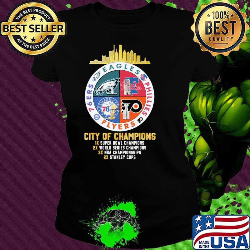 Philadelphia Eagles Phillies Flyers 76ers City Of Champions Shirt