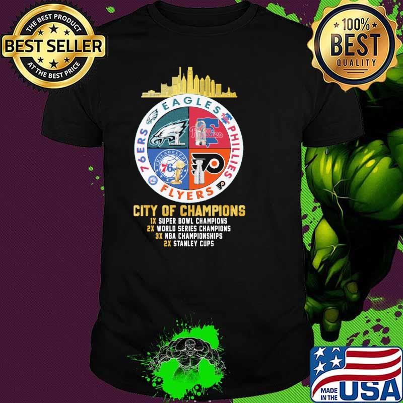 Philadelphia Eagles Phillies Flyers 76ers City Of Champions Shirt Unisex Philadelphia Eagles Phillies Flyers 76ers City Of Champions Shirt Unisex