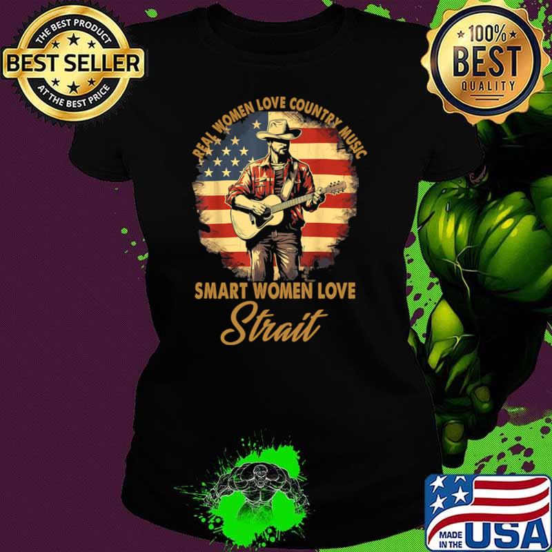 Real women love country music smart women love strait cowboy vintage usa flag T-Shirt