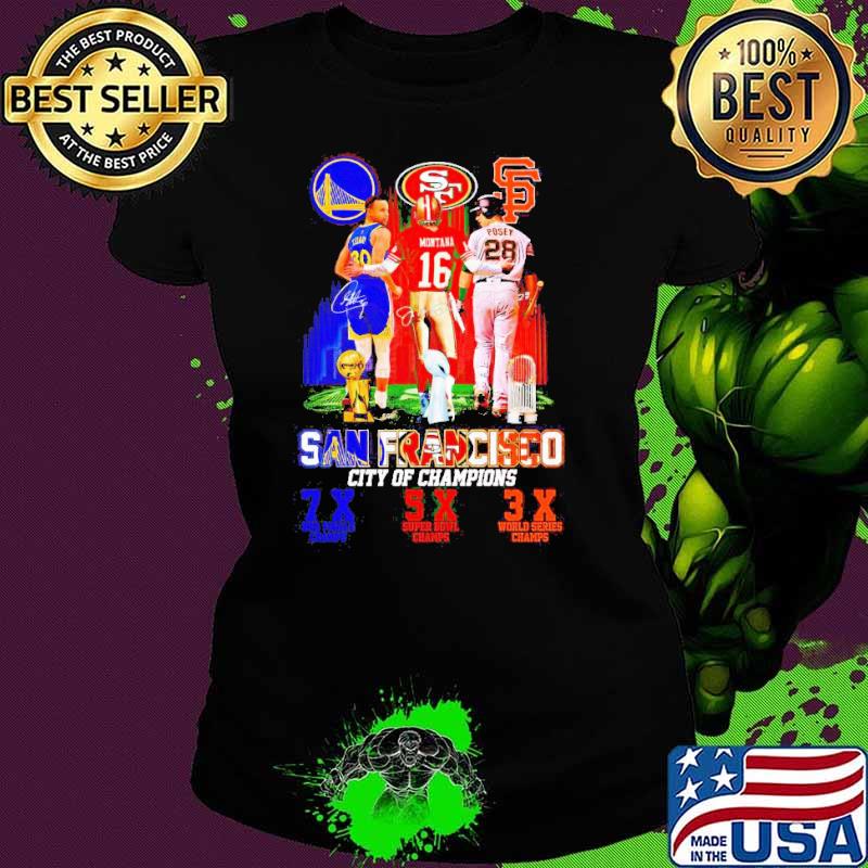 San Francisco city of champions Curry Montana and Posey signatures shirt