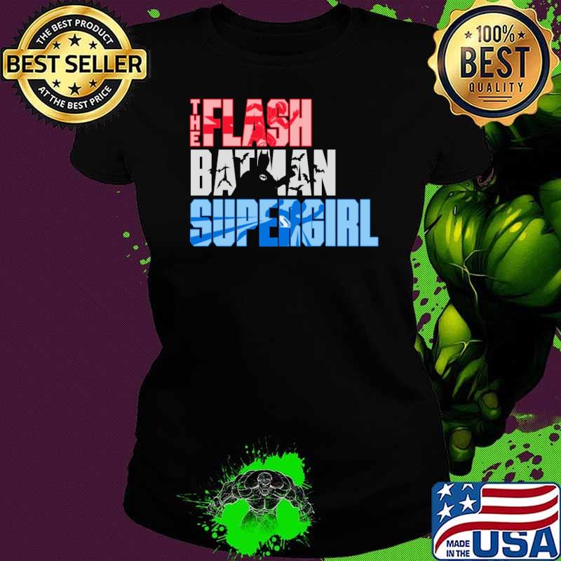 The Flash Lettering With Batman And Supergirl shirt