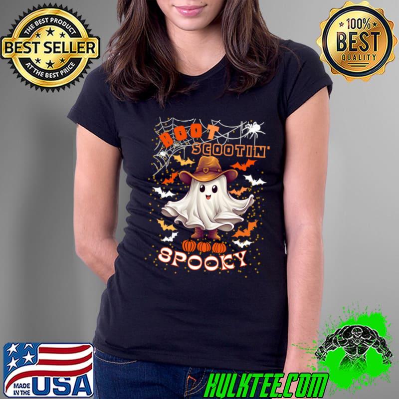 Boot Scootin Spooky Ghost Cowboy Bats Spider halloween T-Shirt