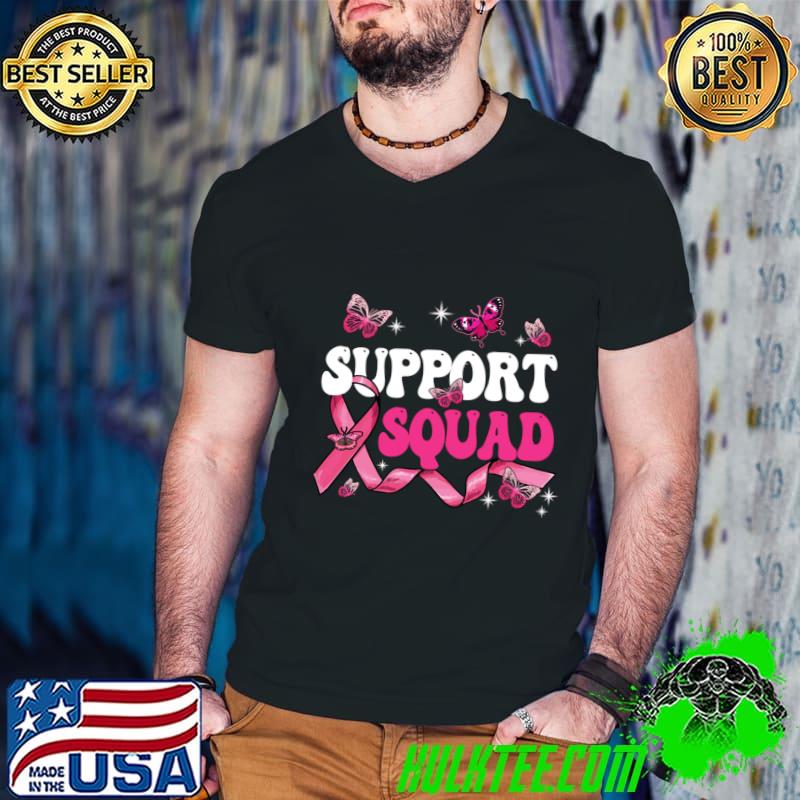 Breast Cancer Support Squad Butterflies Breast Cancer Awareness Warrior T-Shirt Guys V Neck Breast Cancer Support Squad Butterflies Breast Cancer Awareness Warrior T-Shirt Guys V Neck
