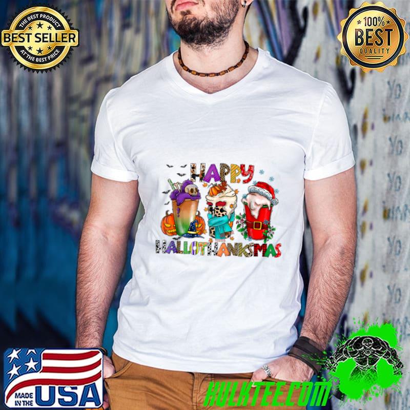 Coffee Halloween Thanksgiving Christmas Leopard T-Shirt