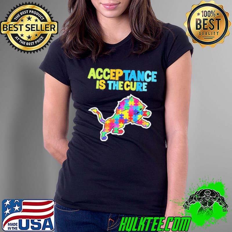 Detroit Lions Autism Awareness Acceptance is The Cure Shirt