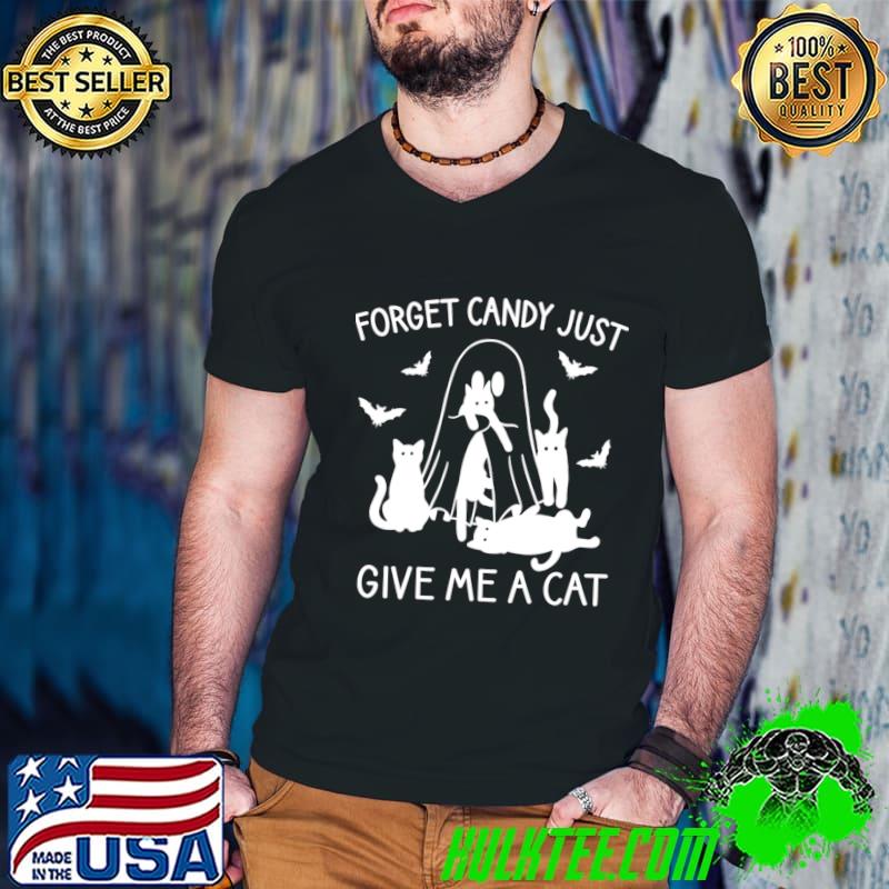Forget Candy Just Give Me A Cat Ghost Bats halloween T-Shirt Guys V Neck Forget Candy Just Give Me A Cat Ghost Bats halloween T-Shirt Guys V Neck